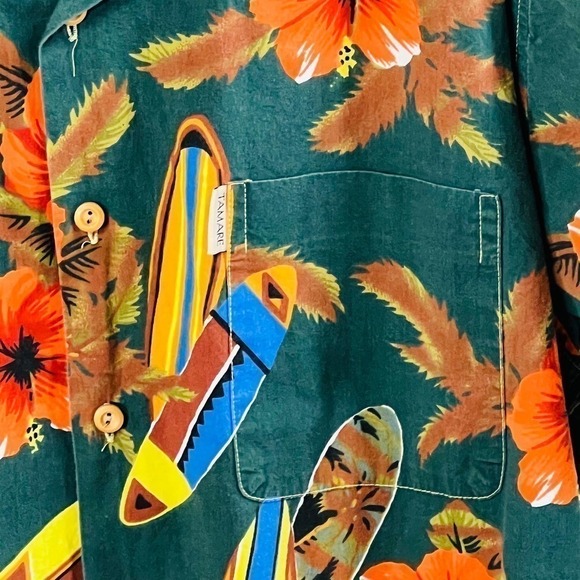 Tamare Hawaiian Shirt Men’s Medium Vintage Surfboards Floral Aloha Cotton - Picture 6 of 12